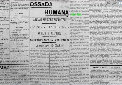 Ossada Humana - Reportagem do Jornal O Diário, 1912